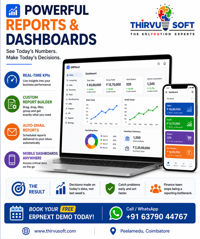 Powerful Reports & Dashboards in ERPNext - Cover Image